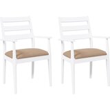  Blagovaonske stolice s jastucima 2 kom. Bijele, puno drvo, guma | shoptok.hr