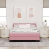 vidaXL Kutna Postelja s Madracem Ružičasta 140x190 cm Baršun | shoptok.hr