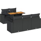 Maison Chic Seti vrtnega pohištva - Vrtna garnitura - Vrtni pohištvo set 6-delna z blazinami črna poli ratan, (21805123) | Shoptok.si