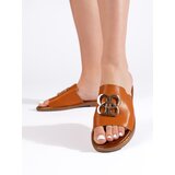 Shelvt Brown women's flip-flops with decoration Cijene