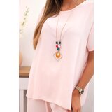 Kesi Włoski Women's set with a loose blouse and wide pants powder pink | shoptok.hr