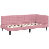  Kutni okvir kreveta s uzglavljem Ružičasta 100 x 200 cm Baršun | shoptok.hr