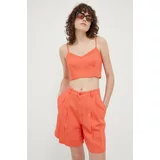 DRYKORN Lanene kratke hlače boja: narančasta, glatki materijal, visoki struk
