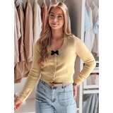 DStreet Sweter damskie krótki one size z kokardką LAMURE beżowy | shoptok.hr