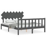 Maison Chic Posteljni okvir - Dvoposteljna postelja - Zakonska postelja z vzglavjem siv trden les-J16341, (21760264) Cene
