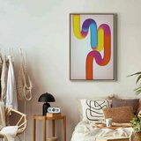  Slika - Colorful Turns - Dynamic Composition in Shades of Yellow Pink and Blue 80x120 U prirodnom drvenom okviru | shoptok.hr