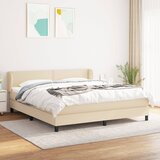 vidaXL Box spring postelja z vzmetnico krem 180x200 cm blago Cene