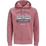 Jack & Jones Majica marine / pegasto roza / bela