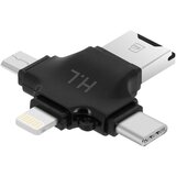 AVIZAR 4 v 1 citalec kartic USB-C / Lightning / Micro-USB / USB Micro-SD - crn, (21123552) Cene