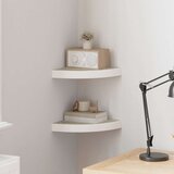  Kutne zidne police 2 kom boja hrasta i bijele 25x25x3,8 cm MDF | shoptok.hr