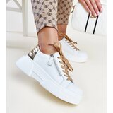 Gemre White and gold leather Atyaf sneakers | Shoptok.si