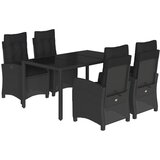  5-dijelni vrtni blagovaonski set s jastucima od poliratana crni Crna 150 cm table length | shoptok.hr