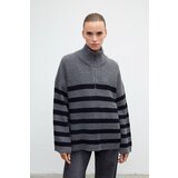 VATKALI Half turtleneck zip sweater gray Cene