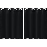 vidaXL Zavjese sa zavjesama 2 pcs Crna 140 x 140 cm Poliester | shoptok.hr