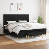 vidaXL Box spring postelja z vzmetnico črn 200x200 cm blago Cene