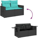  Vrtna garnitura - 9-dijelni set vrtnih sofa s jastucima crni od poliratana bagrem - Crna sa spremištem 1 | shoptok.hr