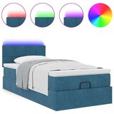 vidaXL Otomanski posteljni okvir z vzmetnico moder 90x200 cm žamet, (21609178) | Shoptok.si