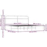 vidaXL Kovinski posteljni okvir brez vzmetnice dimljen hrast 180x200cm | Shoptok.si