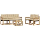 vidaXL Zunanja garnitura za sedenje z blazino 6 pcs Bela in bež, (5000281205) | Shoptok.si