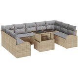vidaXL set od 10 komada vrtnih sofa s jastucima bež poli ratan, 2-sjedna vrtna sofa s odlaganjem i jastucima bež poli ratan Cijene