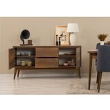 Hanah home vina 01 1048 walnut dark blue (produžni trpezarijski sto, stolice i konzola (6 komada)) | ePonuda.com