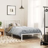 Maison Chic Kovinski Posteljni okvir - Enojna postelja - Postelja za odrasle z vzglavjem bel 90x200 cm, (21694297) | Shoptok.si