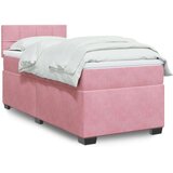 vidaXL Box spring postelja z vzmetnico roza 100x200 cm žamet | Shoptok.si