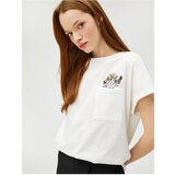 Koton Crew Neck T-Shirt Short Sleeved Pocket Detailed Embroidered | shoptok.hr