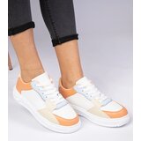Gemre White and orange sports sneakers made of eco-leather Lavilia | shoptok.hr