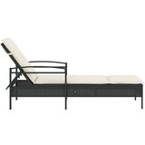  Ležalnik z blazino črn 63x200x81 cm poli ratan | Shoptok.si