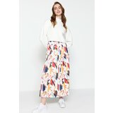 Trendyol Multicolored Wide Pleated High Waist Knitted Skirt Cene