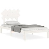 The Living Store Posteljni okvir z vzglavjem bel trden les - Posteljni Okvir, (21531974) | Shoptok.si