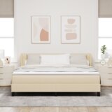  Podni krevet s madracem Krem 180x200 cm Tkanina | shoptok.hr