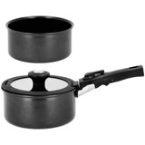 Holm Aluminijski set tava s ručkom koja se može skinuti 2 kom s poklopcem/s neprianjajućom površinom 2,4 l – u