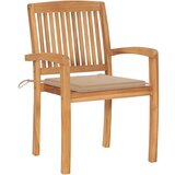 Maison Chic Vrtni stoli - Stol za vrt 2 kosa z bež blazinami trdna tikovina JS1383, (21877574) | Shoptok.si