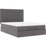 vidaXL Otomanski posteljni okvir z vzmetnico siv 140x200 cm um. usnje | Shoptok.si