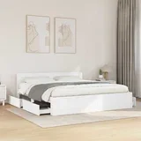 Krevetna konstrukcija s uzglavljem 2 pcs Bijeli 193 x 203 cm