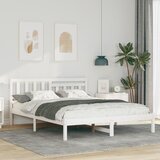 vidaXL Konstrukcija postelje Bela 150 x 200 cm Masivno borovo les | Shoptok.si