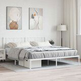  The Living Store Kovinski posteljni okvir z vzglavjem bel 193x203 cm - Kovinski Posteljni Okvir, (21454120) Cene
