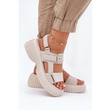 EVENTO Leather Women's Platform Sandals Beige Mertella | shoptok.hr