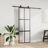  Klizna vrata s priborom crna 76 x 205 cm kaljeno staklo | shoptok.hr