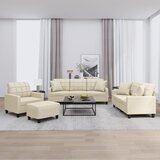  4-dijelni set sofa s jastucima krem od umjetne kože Cijene