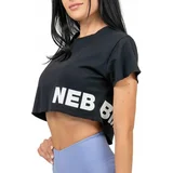 NEBBIA Oversized Crop Top Powerhouse Black S Fitnes majica