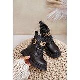 FR1 Girls' eco-leather boots insulated with a decorative strap black Gilian | Shoptok.si