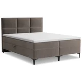 Rjava boxspring postelja s prostorom za shranjevanje 140x200 cm Pakalana –