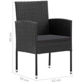  5-dijelni vrtni blagovaonski set od poliratana crni | shoptok.hr