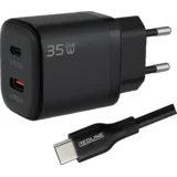 Polnilec s kablom USB-C, 2 x USB-C, 35W - GL35CC+CC1M(60W)