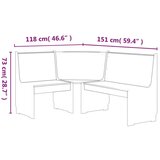  Kutna klupa 151 cm od masivne borovine boja meda i siva | shoptok.hr
