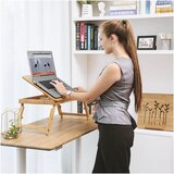 Songmics Podstavek za prenosni računalnik s predalom, bambus | Shoptok.si