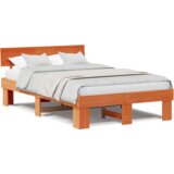  Krevetna konstrukcija s uzglavljem Voštano smeđa 135 x 190 cm | shoptok.hr
